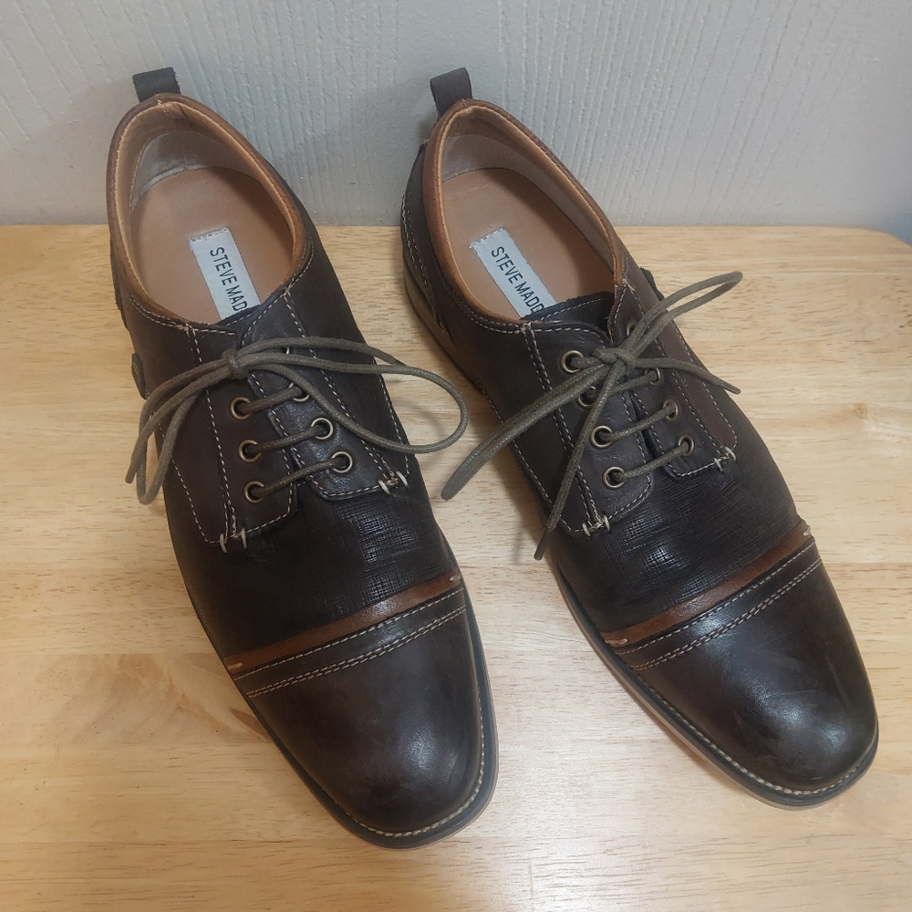 Men's Steve Madden "P-Kevlor" Laced Brown Dress Shoes Size 8